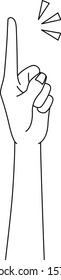Female hand pointing in front