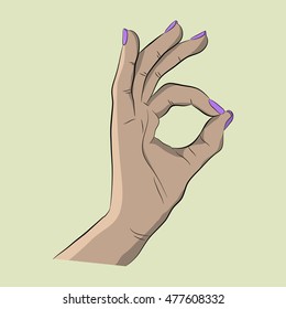 Female hand showing ok? color image