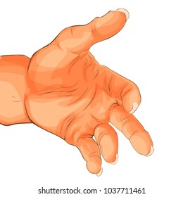 Female hand, soft and gentle touch, poster for cream to protect and moisturise hands, Beauty and care concept, isolated on white background, Vector illustration, realistic.