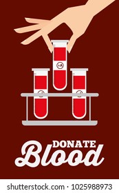 female hand with test tubes on rack donate blood