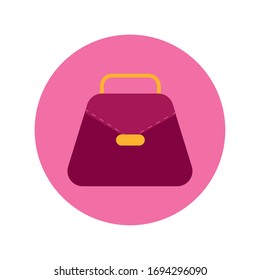 female handbag block and flat style icon vector illustration design