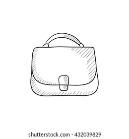 Female handbag sketch icon for web, mobile and infographics. Hand drawn female handbag icon. Female handbag vector icon. Female handbag icon isolated on white background.