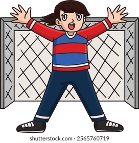 Female Handball Goalkeeper Protecting Base Clipart