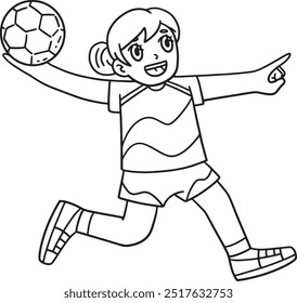 Female Handball Player Ready to Pass Ball Isolated