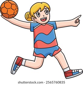 Female Handball Player Ready to Pass Ball Clipart