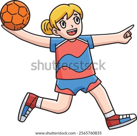 Female Handball Player Ready to Pass Ball Clipart
