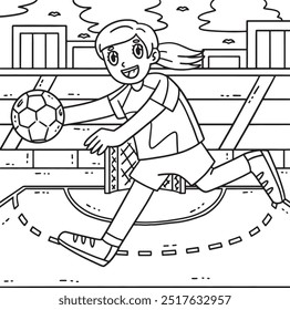 Female Handball Player Running with Ball Coloring