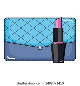 female handle wallet with lispstick