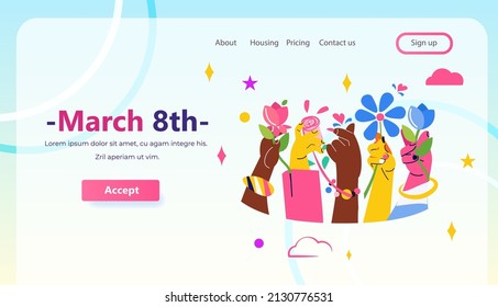 female hands with bracelets holding flowers international happy womens day celebration concept 8th march greeting card