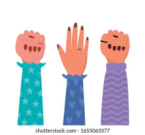 female hands design of Collaborative team cooperation together partnership unity idea strategy solution togetherness and occupation theme Vector illustration