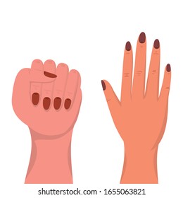 manos femeninas diseño de la cooperación de equipo de colaboración juntos asociación unidad idea estrategia de la estrategia de unión y ocupación tema Vector ilustración