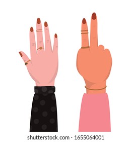 female hands design of Collaborative team cooperation together partnership unity idea strategy solution togetherness and occupation theme Vector illustration