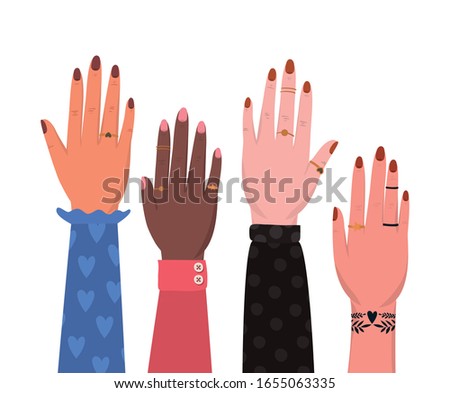 female hands design of Collaborative team cooperation together partnership unity idea strategy solution togetherness and occupation theme Vector illustration