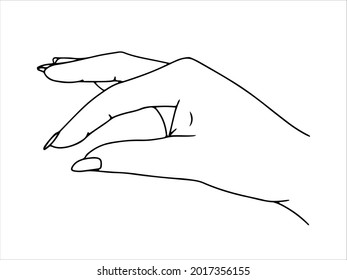 Weibliche Hände mit in verschiedenen Posen. Linienzeichnung. Vektorgrafik einzeln auf weißem Hintergrund.