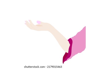 Female hands facing up on a white background.