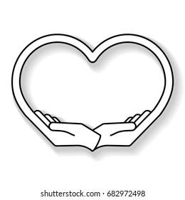 Female hands in the form of heart, vector