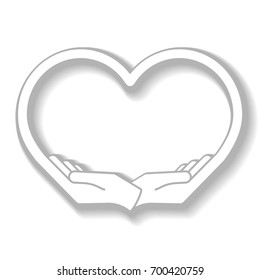 Female hands in the form of heart, vector