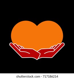 Female hands in the form of heart, vector