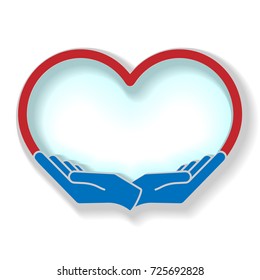 Female hands in the form of heart, vector