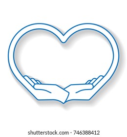 Female hands in the form of heart, vector