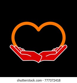 Female hands in the form of heart, vector