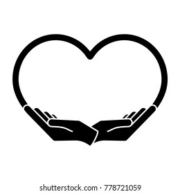 Female hands in the form of heart, vector