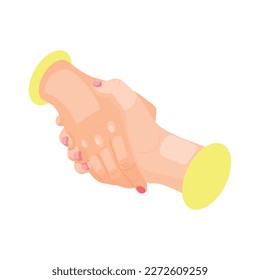 Manos femeninas gestos apretón de manos 3d Icono isométrico ilustración vectorial