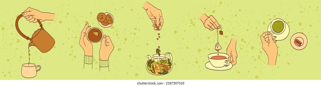 Female hands holding cups