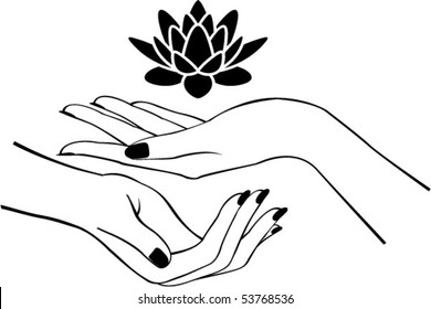 Female hands with lotus,  logo design