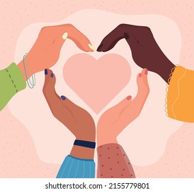 female hands making a heart, friendship day