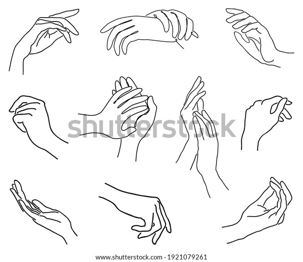 Female Hands Modern One Line Style Stock Vector Royalty Free