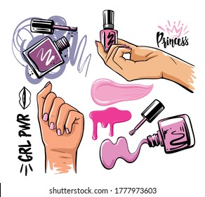 female hands on theme of cosmetics and manicure