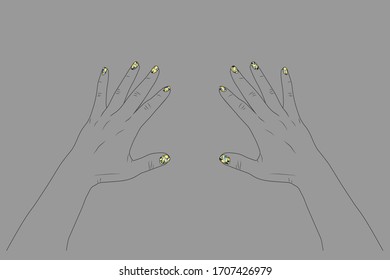 female hands. Painted nails. eps 10 vector stock illustration.