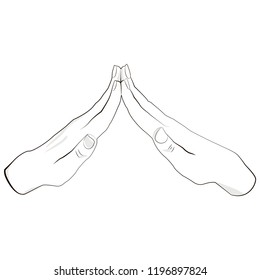 female hands touch each other in form of a house or a roof isolated on white background. Hand position color flat icon for web and mobile design