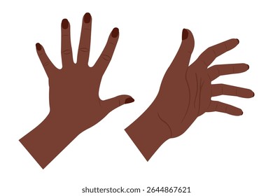 female hands vector illustration on white, palm hand front back