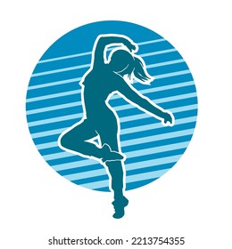 Female happy dancer vector silhouette