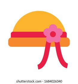 female hat accessory flat style icon vector illustration design