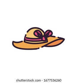 female hat fill style icon design, Cloth costume accessory decoration uniform object season and traditional theme Vector illustration