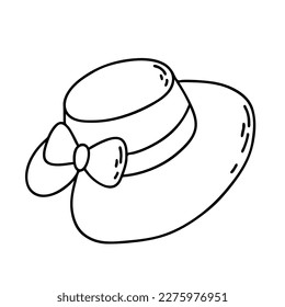 Sombrero femenino. Ilustración del contorno del vector
