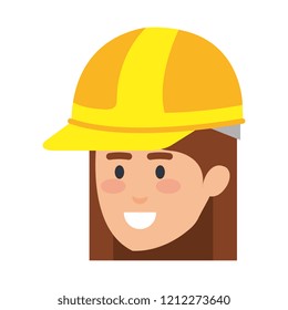 female head builder constructor with helmet