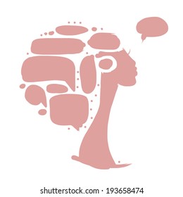Female head with frames, infographic concept