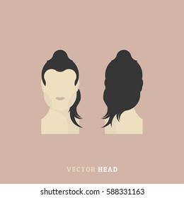 Female head front and rear. Vector element for the character. Flat vector background EPS 10