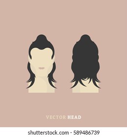Female head front and rear. Vector element for the character. Flat vector background EPS 10