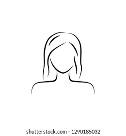 female, head, profile, beauty hand drawn icon on white background