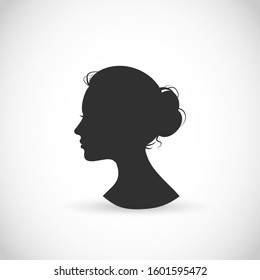 Female head profile vector, woman wearing bun