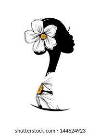 Female head silhouette for your design