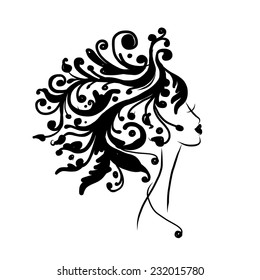 Female head silhouette for your design