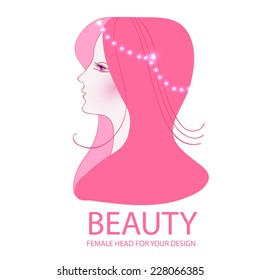 Female head for your design. Vector illustration