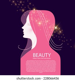Female head for your design. Vector illustration