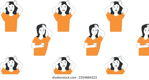 female with headache, bad emotion seamless pattern